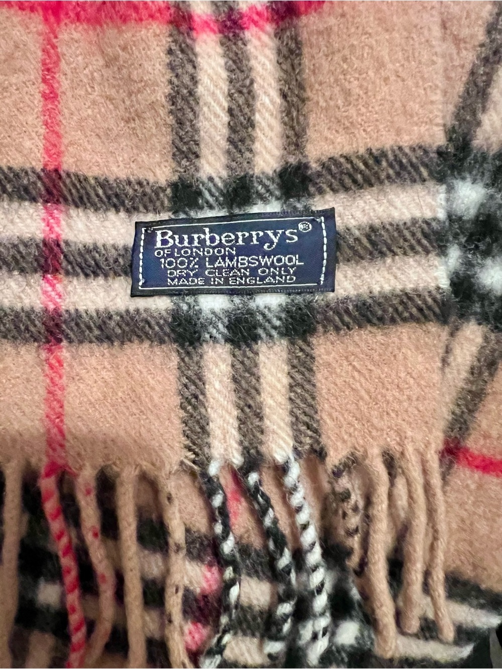 Burberry Burberrys VINTAGE Beige Check Lambswool Scarf - Classic Plaid